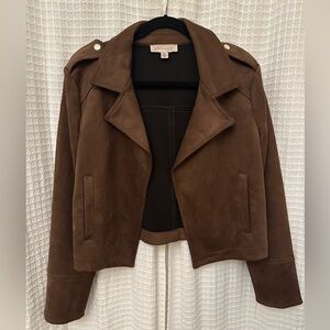Philosophy suede like cropped bomber jacket